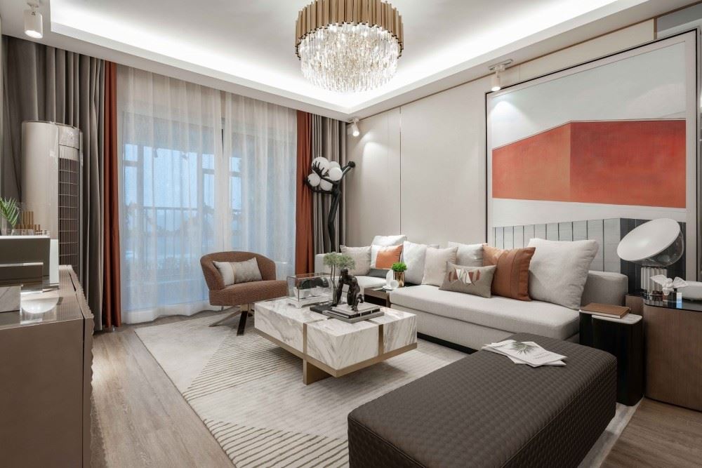 江門市珠江國際新城輕奢風(fēng)格三居室裝修案例