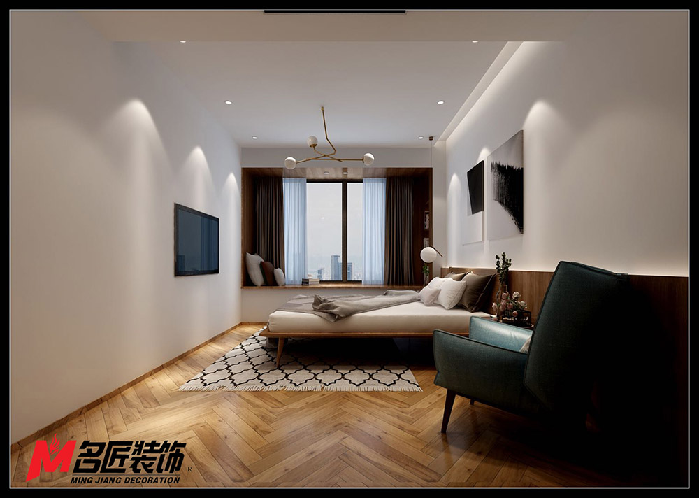 星光耀三居130平米黑白灰輕奢風(fēng)格裝修案例-次臥 星光耀三居130平米黑白灰輕奢風(fēng)格裝修案例-次臥