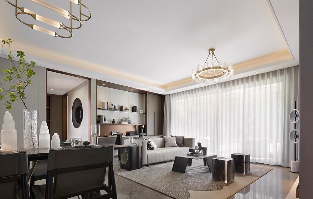 江門市天鵝灣輕奢風(fēng)格三居室裝修案例