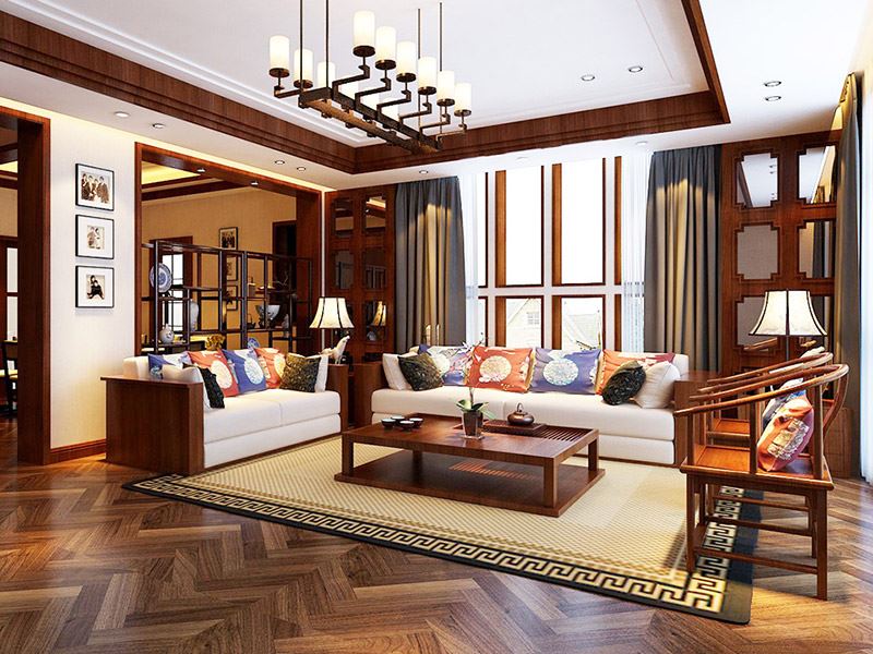 佛山市順德自在城新中式風(fēng)格四居室裝修案例