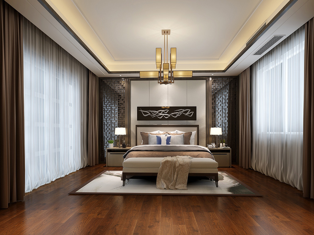 裝修公司新中式風(fēng)格別墅裝修效果圖-主臥 裝修公司新中式風(fēng)格別墅裝修效果圖-主臥