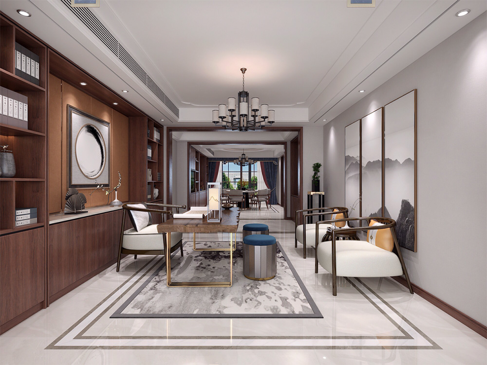 新中式別墅大宅裝修設(shè)計(jì)-書(shū)房