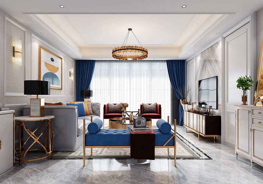 佛山市保利閱江臺(tái)輕奢風(fēng)格三居室裝修案例