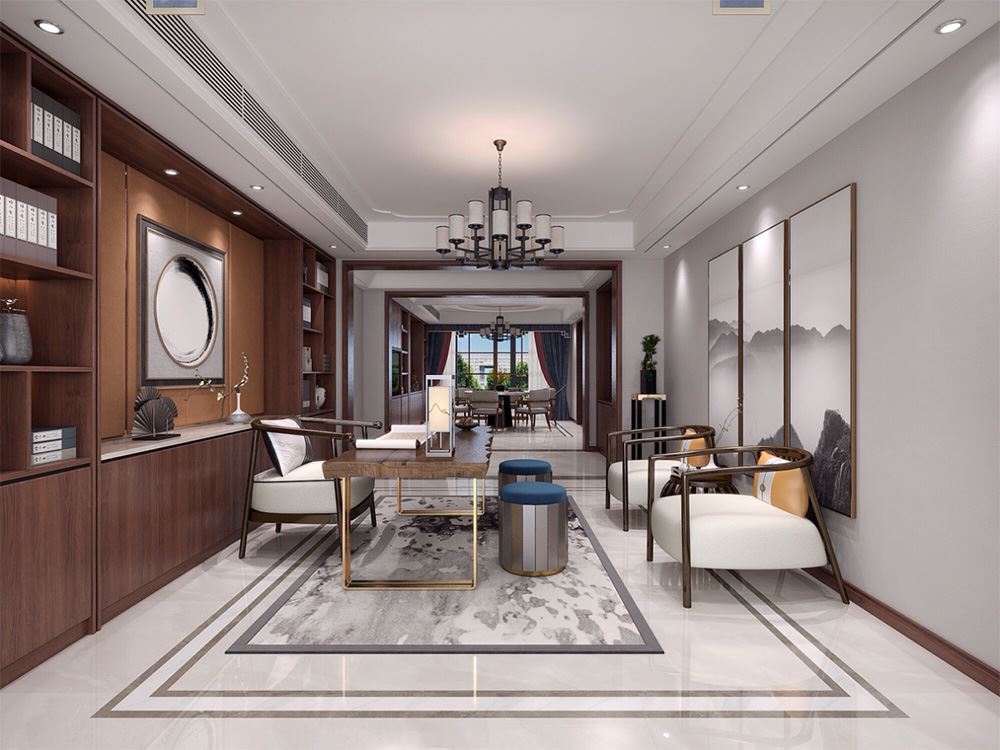 連云港市興業(yè)&middot;大學(xué)里新中式風(fēng)格別墅裝修案例