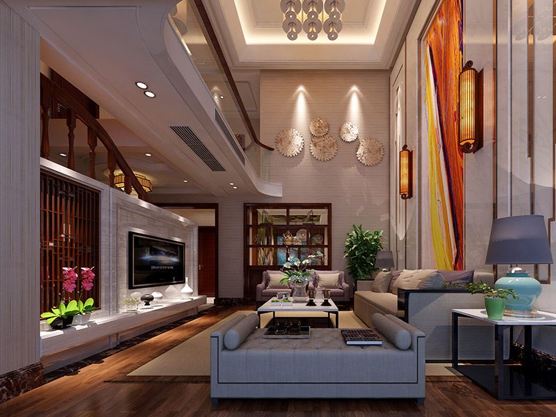 揭陽市城市家園新中式風(fēng)格復(fù)式裝修案例