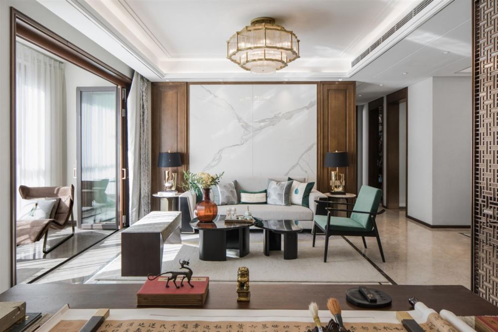 江門市白石路住宅樓新中式風(fēng)格三居室裝修案例