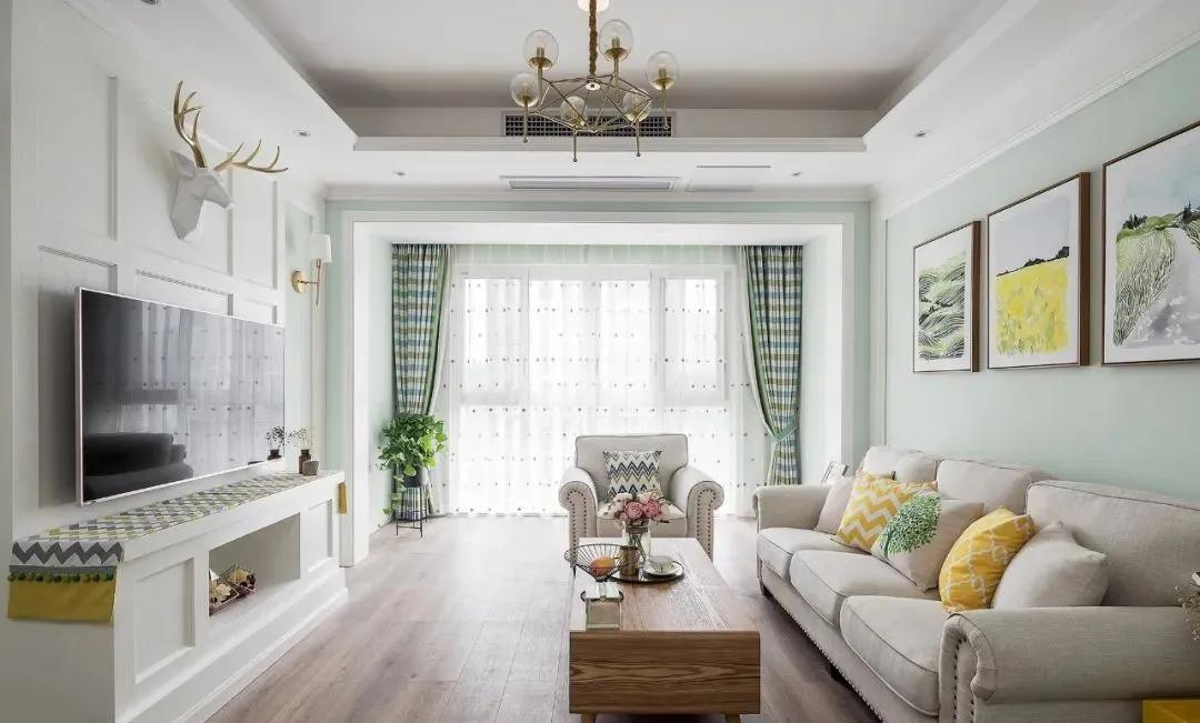 廣州裝修公司田園風(fēng)格室內(nèi)裝修效果圖-客廳