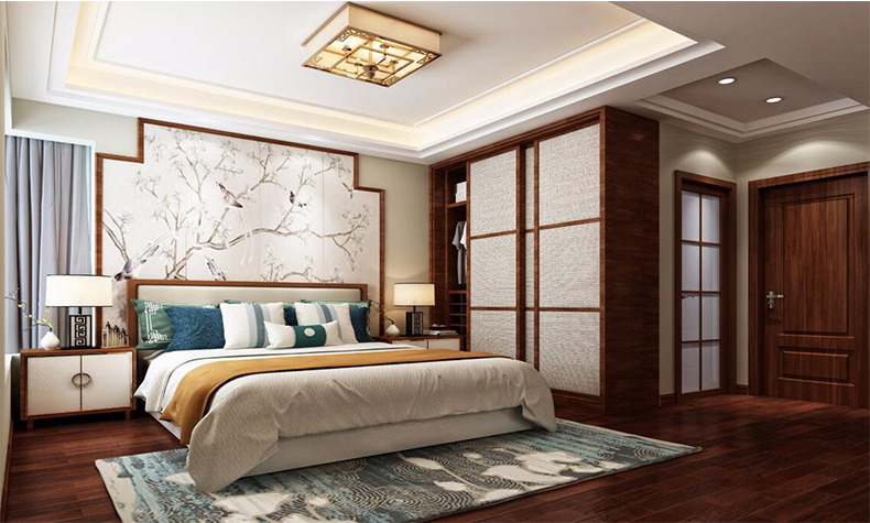 佛山市旭輝恒基鉑仕灣新中式風格四居室裝修案例