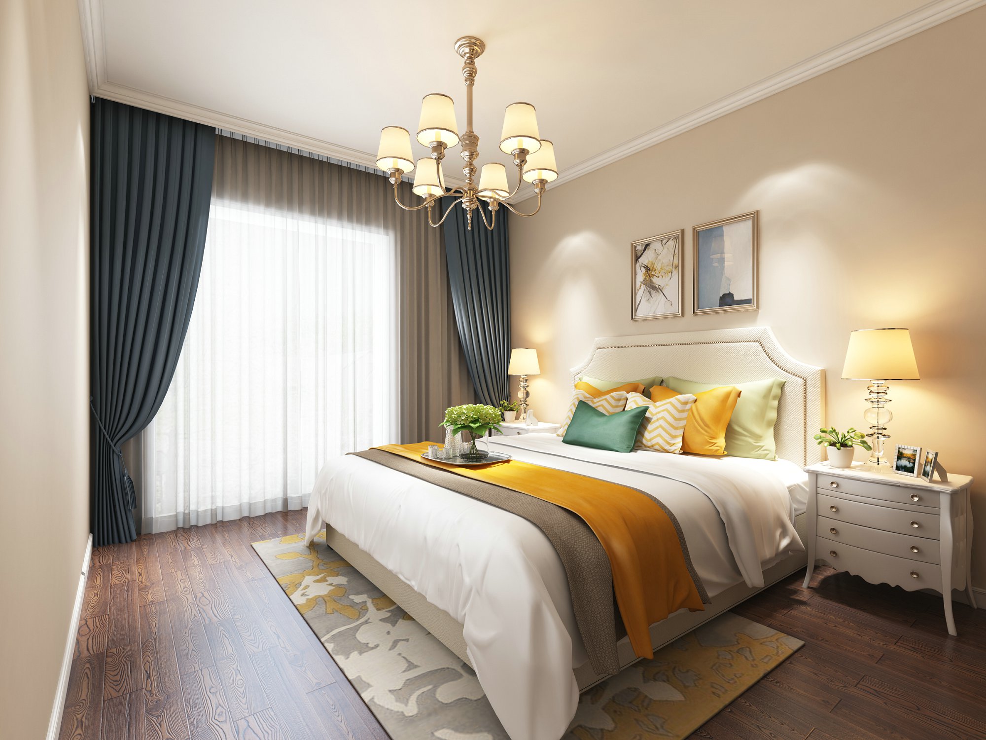 合肥市通和&middot;星辰同輝歐式風格三居室裝修案例