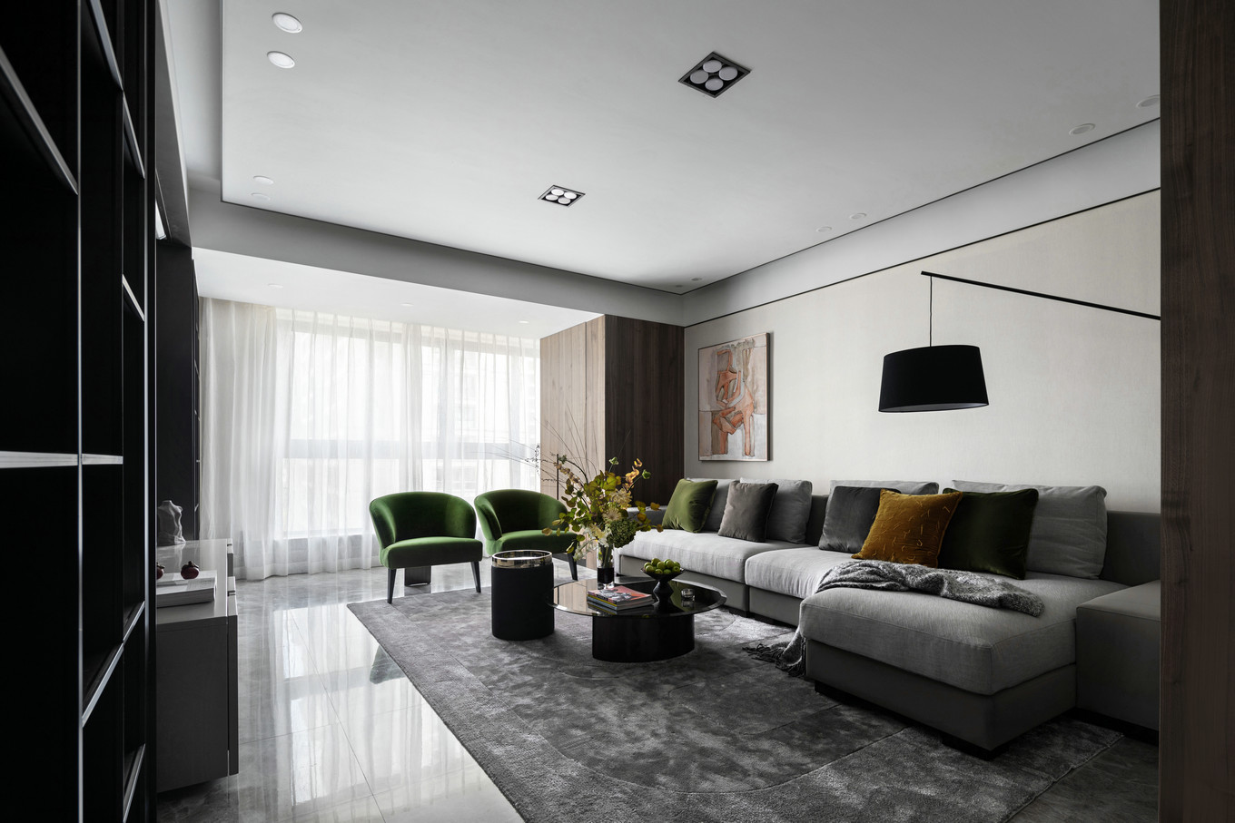 現(xiàn)代高級灰風(fēng)格室內(nèi)家裝案例效果圖-客廳 現(xiàn)代高級灰風(fēng)格室內(nèi)家裝案例效果圖-客廳