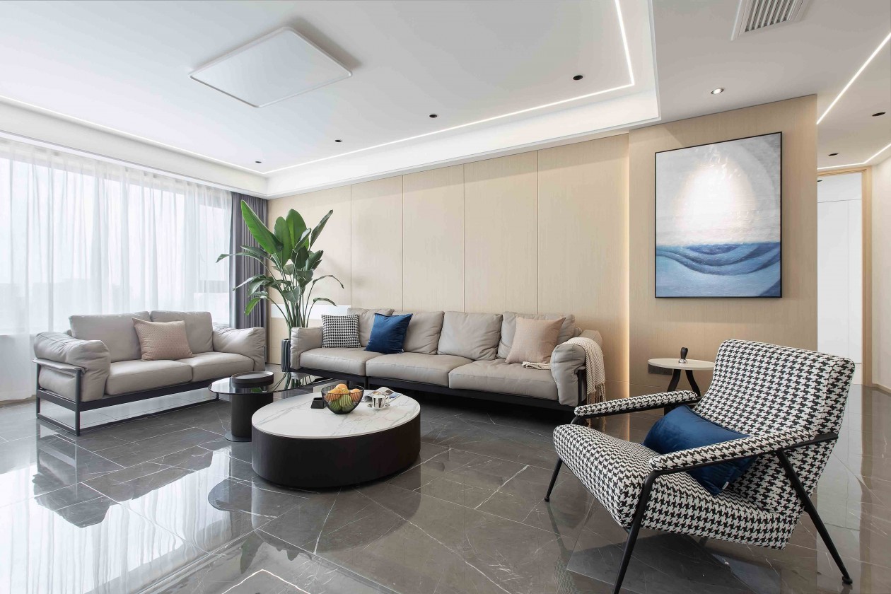 現(xiàn)代簡約風格室內家裝案例效果圖-客廳