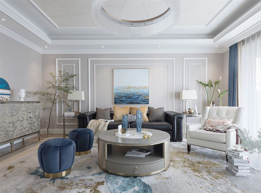 自貢市綠地新里城輕奢風(fēng)格四居室裝修案例