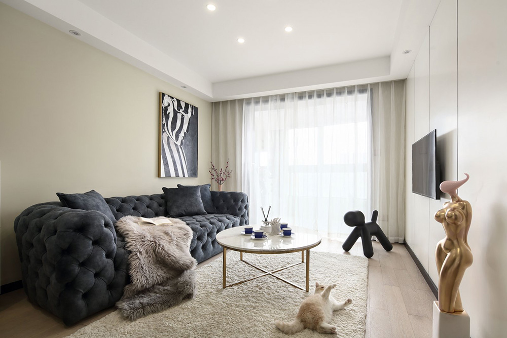 裝修公司后現(xiàn)代簡約風格室內裝修效果圖-客廳