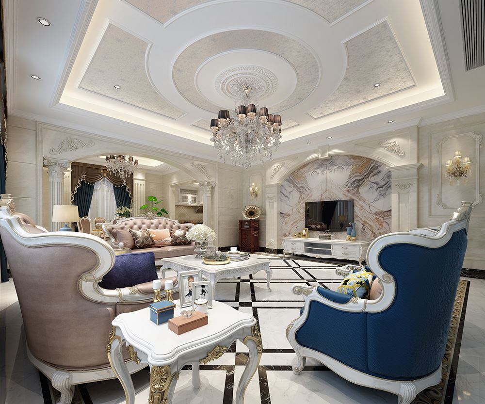 青島市浮山后六小區(qū)歐式風格三居室裝修案例