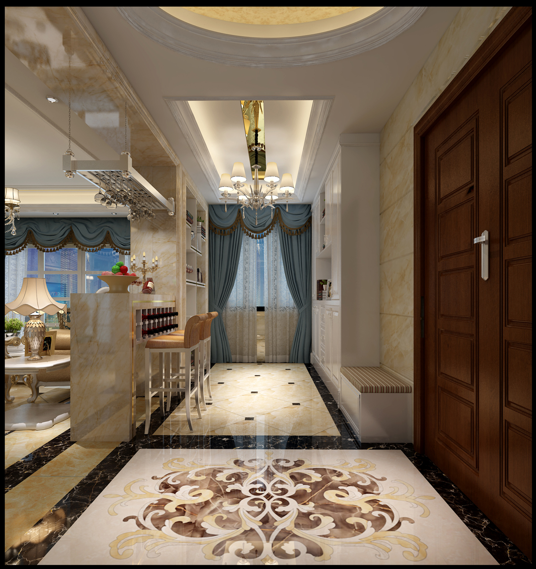 簡歐風格室內(nèi)裝修設計效果圖-保利中央公館三居140平米-室內(nèi)玄關(guān)裝修設計 簡歐風格室內(nèi)裝修設計效果圖-保利中央公館三居140平米-室內(nèi)玄關(guān)裝修設計