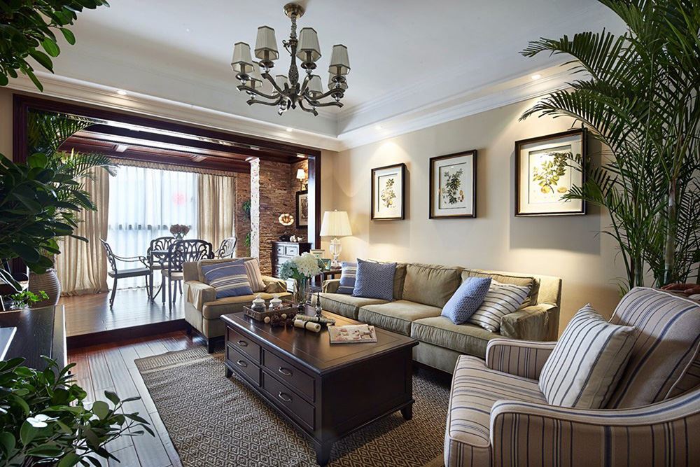 江門市恒大泉都田園風格三居室裝修案例