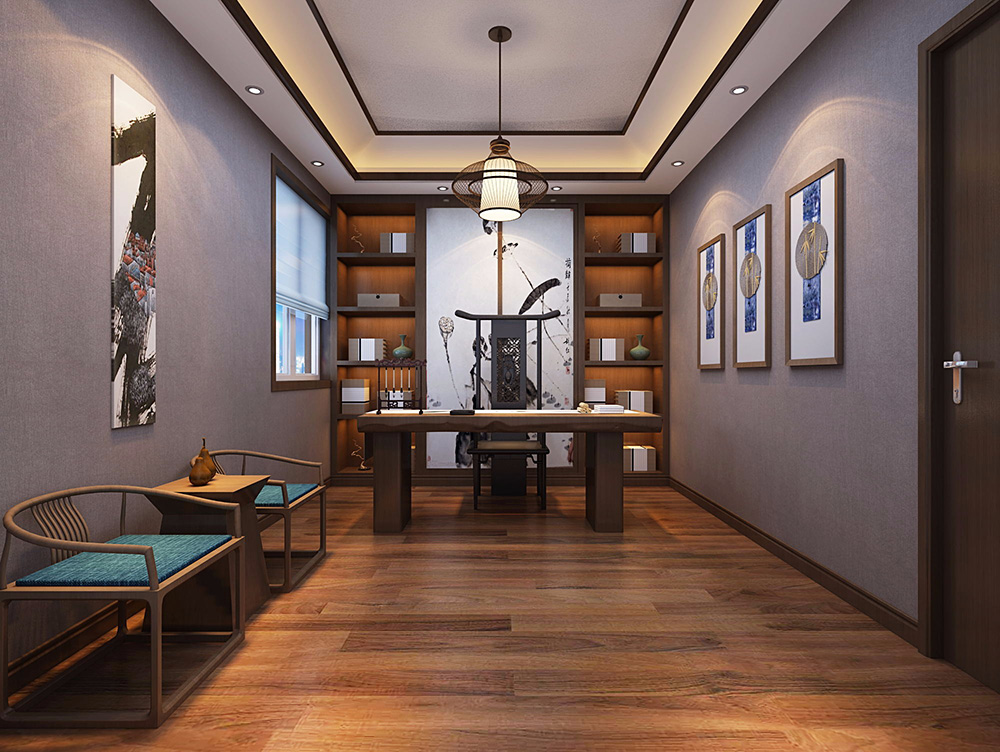 新中式風格別墅裝修設(shè)計效果圖-東逸灣水漾林岸別墅410平米-別墅裝修設(shè)計書房 新中式風格別墅裝修設(shè)計效果圖-東逸灣水漾林岸別墅410平米-別墅裝修設(shè)計書房
