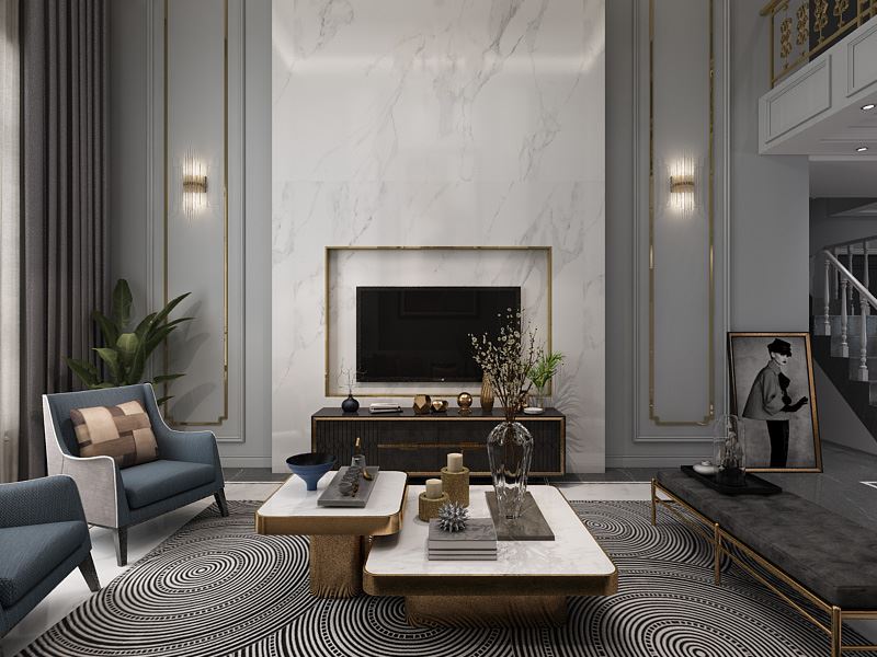 連云港市金秋情緣輕奢風(fēng)格復(fù)式裝修案例