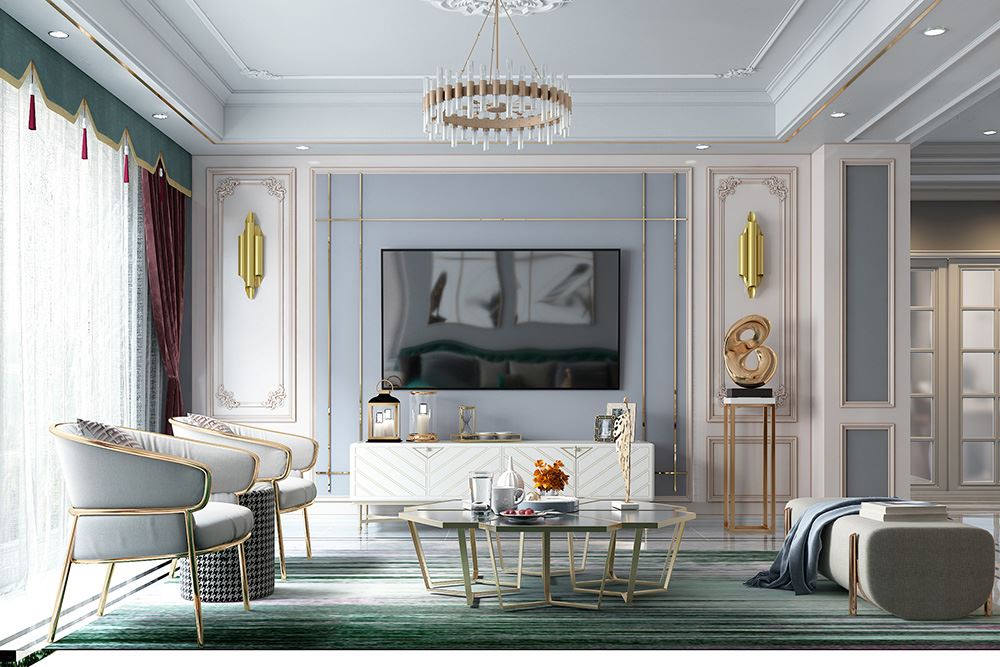 佛山市新希望悅瓏灣美式風格四居室裝修案例