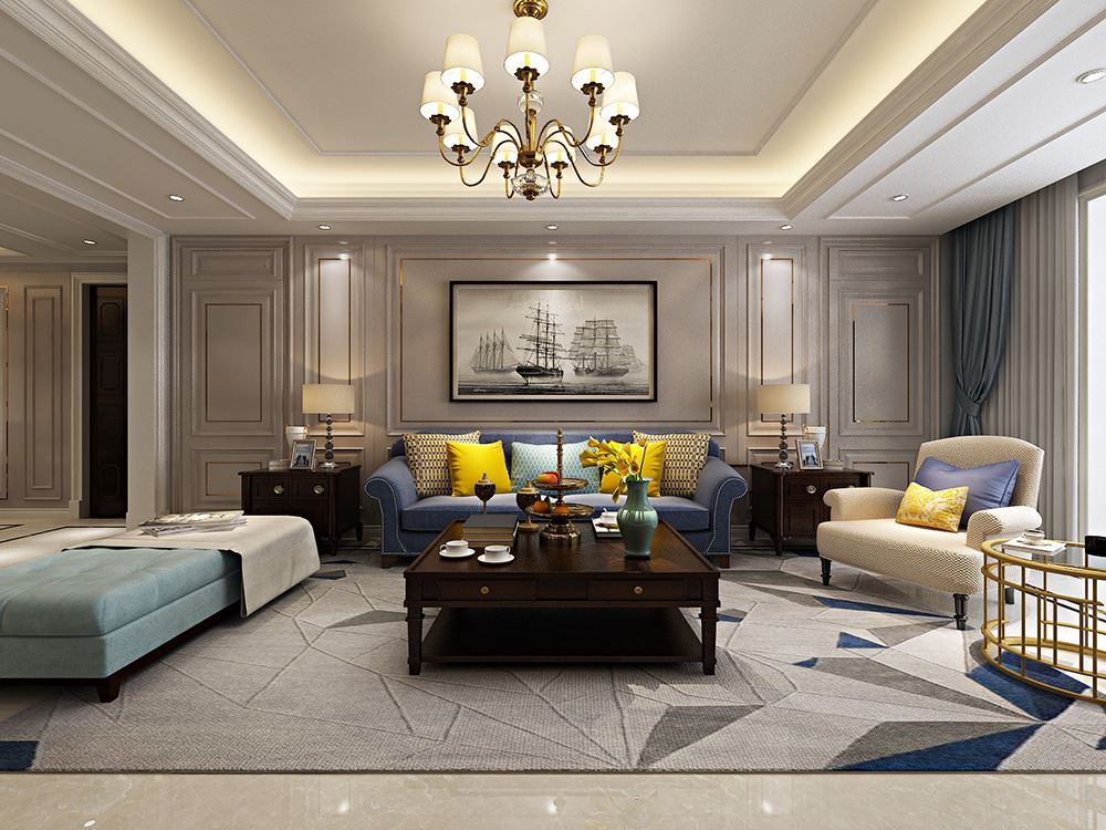 佛山市越秀御湖臺美式風(fēng)格四居室裝修案例