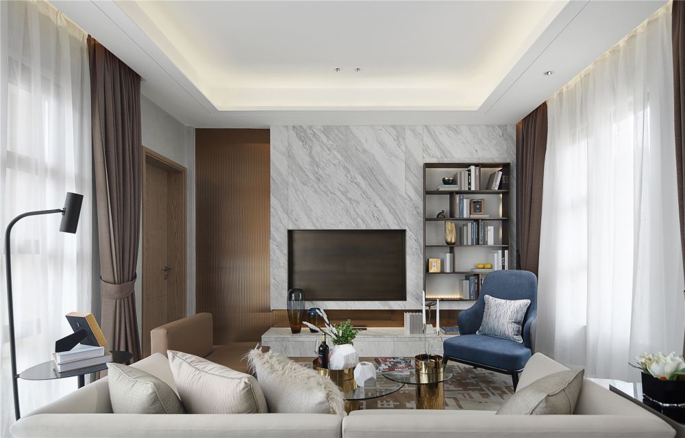 江門(mén)市方直瓏湖灣新中式風(fēng)格復(fù)式裝修案例