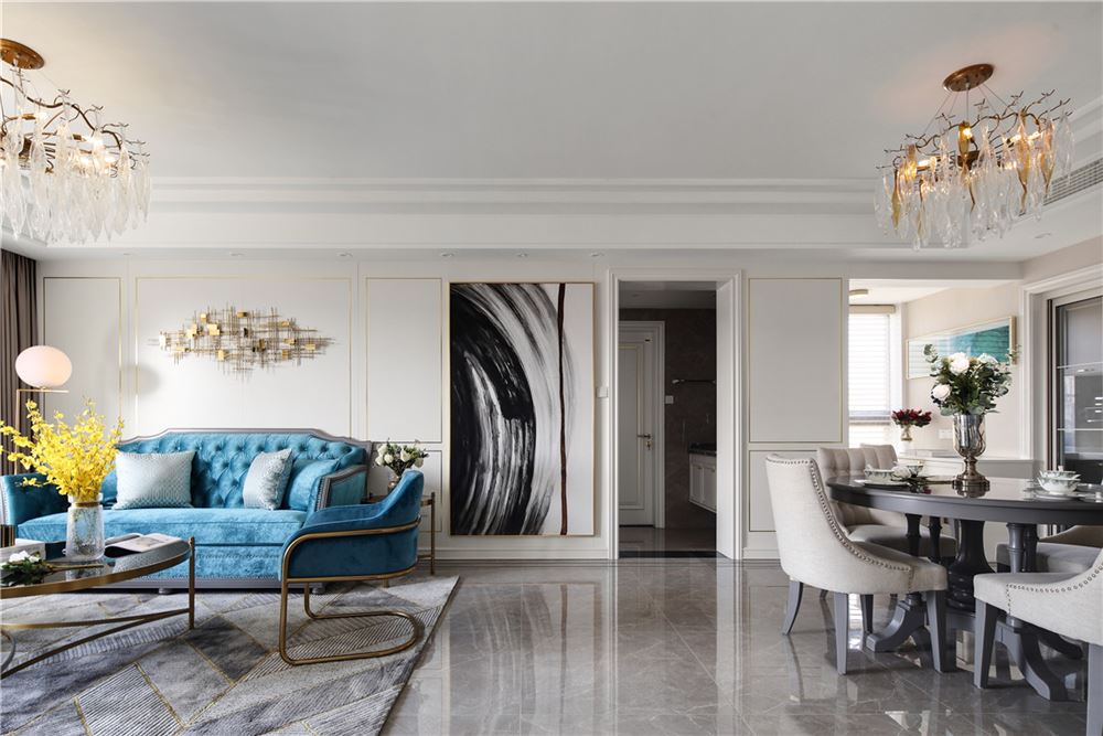 昭通市公務員小區(qū)輕奢風格四居室裝修案例