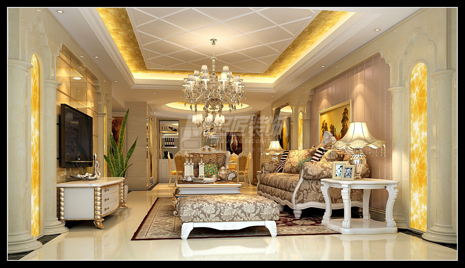 廣州市星河灣薈心園歐式風(fēng)格四居室裝修案例