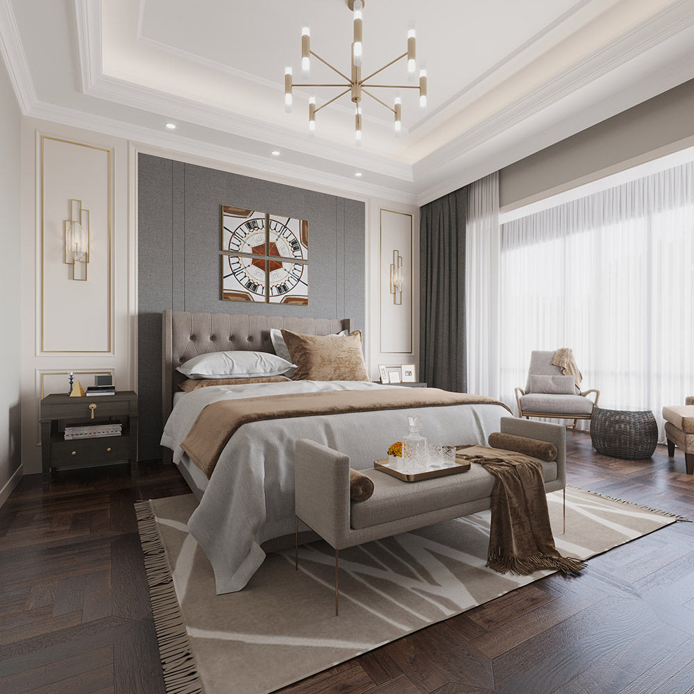 簡美風(fēng)格室內(nèi)裝修效果圖-九溪墅四居140平米-臥室 簡美風(fēng)格室內(nèi)裝修效果圖-九溪墅四居140平米-臥室