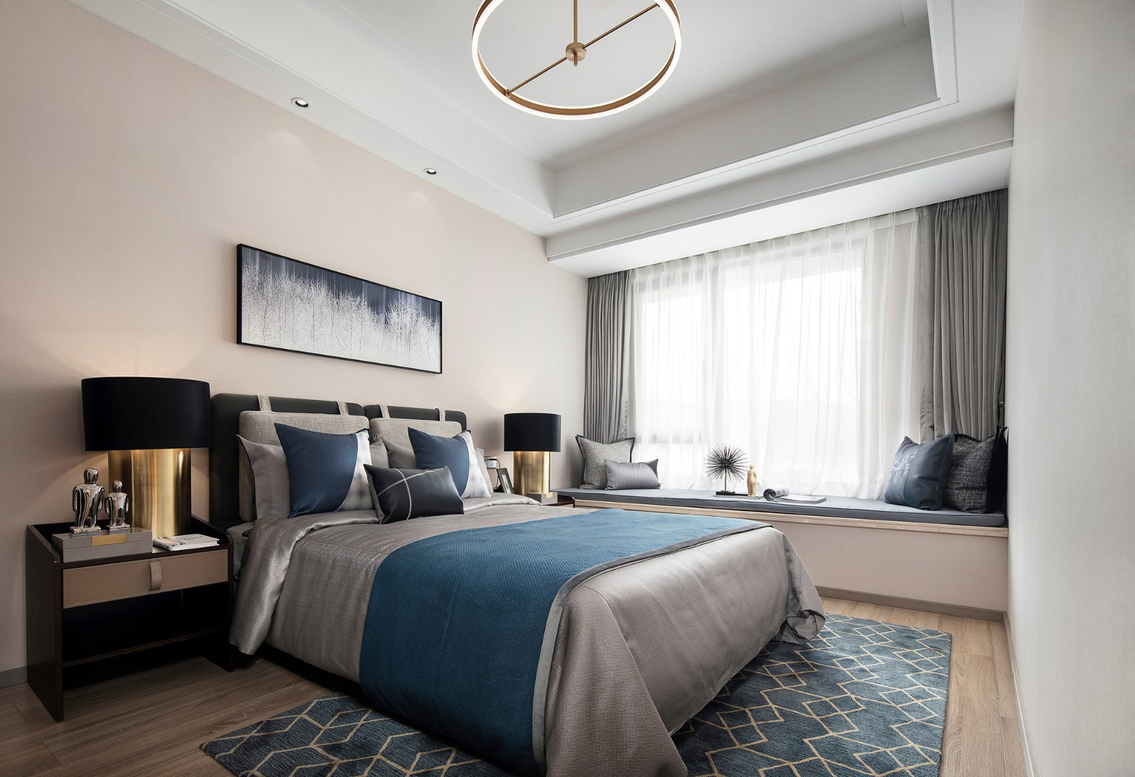 現(xiàn)代輕奢風格室內(nèi)家裝案例效果圖-主臥 現(xiàn)代輕奢風格室內(nèi)家裝案例效果圖-主臥