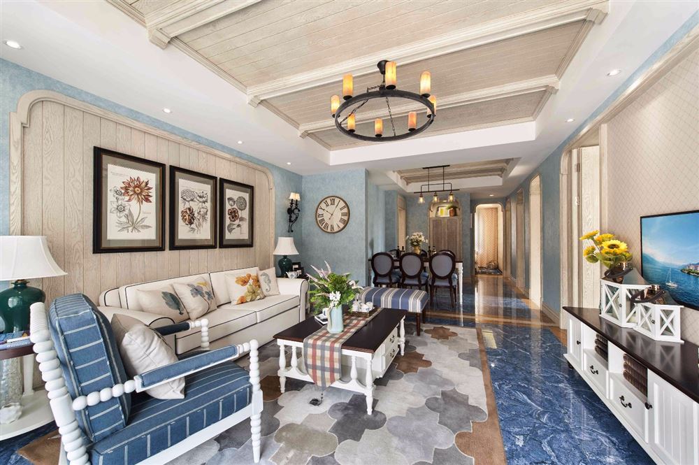 茂名市保利中環(huán)地中海風(fēng)格四居室裝修案例