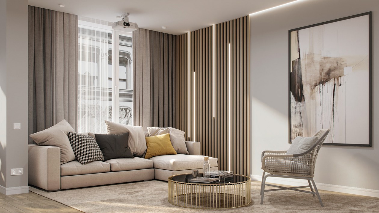 北歐簡約原木風格家裝設(shè)計室內(nèi)裝修效果圖-客廳