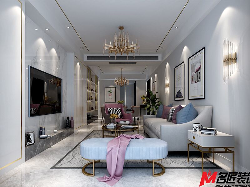 臺州市鉑金家園輕奢風(fēng)格三居室裝修案例