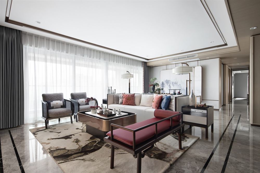 江門市翠鳴苑新中式風(fēng)格三居室裝修案例