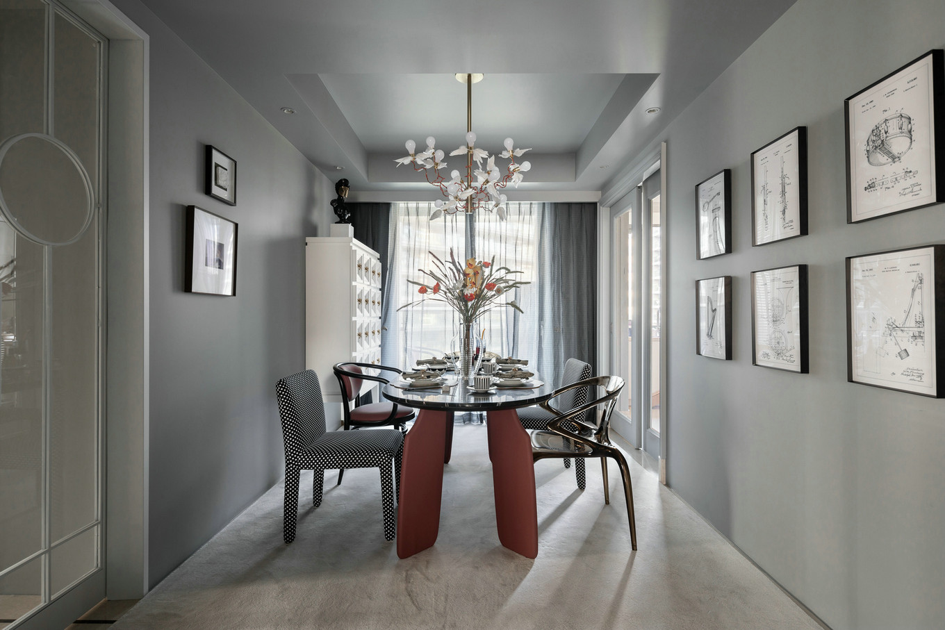 法式輕奢風格家裝設計室內(nèi)裝修效果圖-餐廳