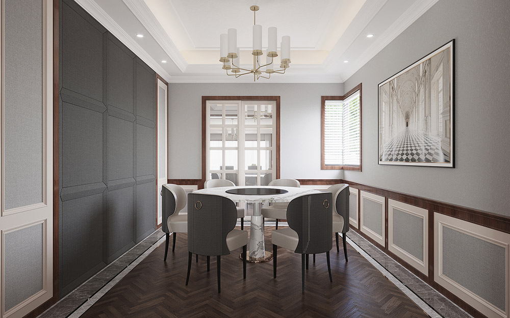 簡美風(fēng)格室內(nèi)裝修效果圖-九溪墅四居140平米-餐廳 簡美風(fēng)格室內(nèi)裝修效果圖-九溪墅四居140平米-餐廳