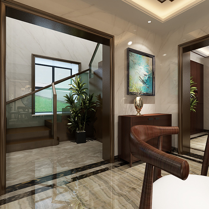 新中式風格別墅裝修設(shè)計效果圖-海琴水岸別墅365平米-別墅裝修設(shè)計樓梯間 新中式風格別墅裝修設(shè)計效果圖-海琴水岸別墅365平米-別墅裝修設(shè)計樓梯間