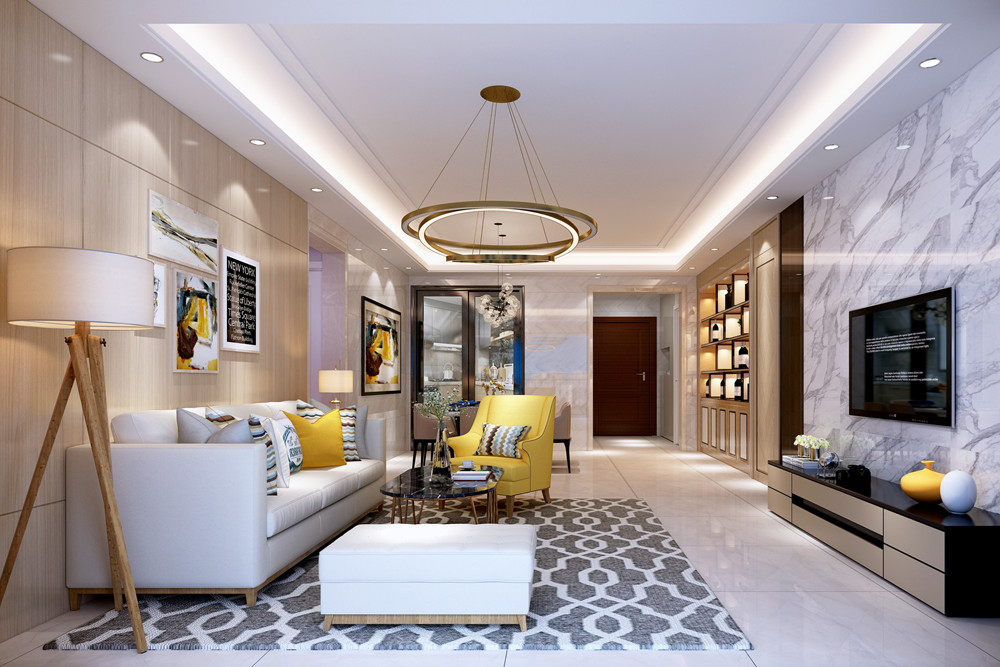 廣州101-200平米現(xiàn)代簡約風格遠洋天祺家裝設(shè)計效果圖