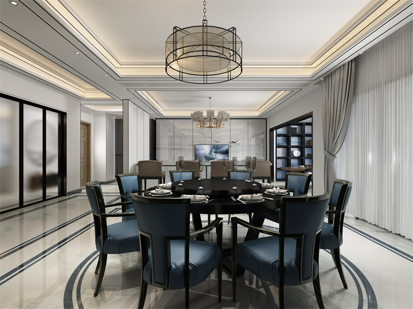 廣州市時(shí)代長島新中式風(fēng)格四居室裝修案例