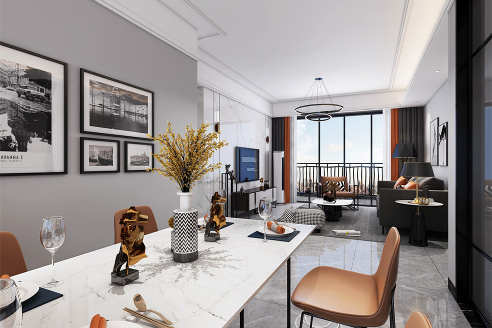 中山市保利天匯輕奢風(fēng)格三居室裝修案例