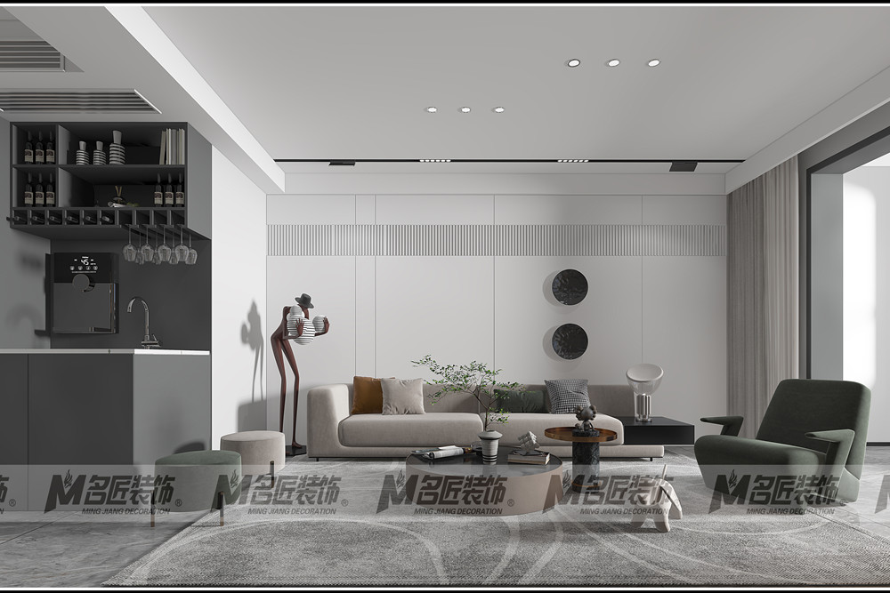 湖州市融創(chuàng)金成&middot;湖山賦現(xiàn)代簡約風(fēng)格三居室裝修案例