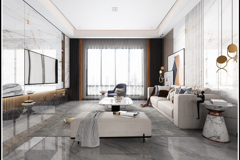 湖州市光明夢(mèng)想城輕奢風(fēng)格三居室裝修案例