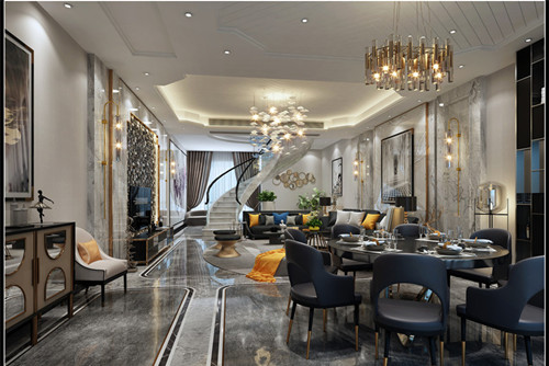 德陽市白果小區(qū)社區(qū)輕奢風(fēng)格三居室裝修案例