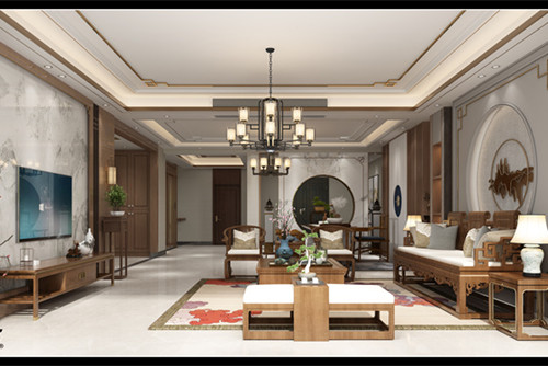 湛江101-200平米新中式風(fēng)格玥瓏湖裝修設(shè)計案例