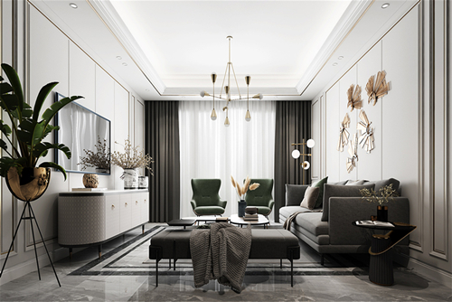 遂寧市邦泰&middot;東湖上院輕奢風(fēng)格三居室裝修案例