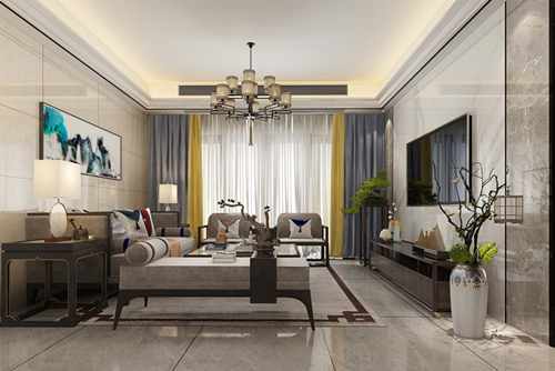 廣州市中?；骋继栃轮惺斤L(fēng)格四居室裝修案例