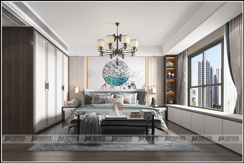 湖州市融創(chuàng)金成&middot;湖山賦新中式風(fēng)格四居室裝修案例