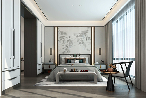 ?？谑兴募救A庭綠世界新中式風(fēng)格別墅裝修案例