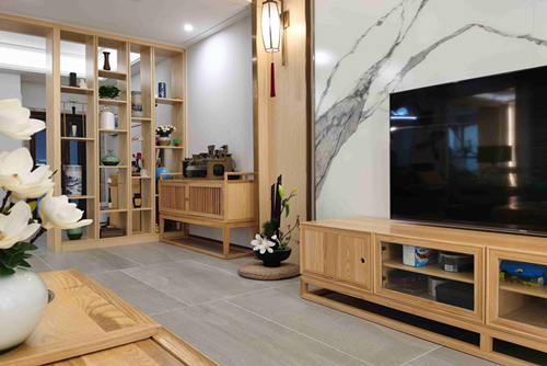 海口市南國威尼斯城別墅新中式風(fēng)格復(fù)式裝修案例