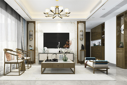 中山市吉寶盛世灣新中式風(fēng)格三居室裝修案例