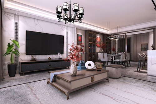 中山市吉寶盛世灣新中式風(fēng)格三居室裝修案例